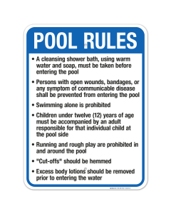 Oklahoma Pool Rules Sign, Complies With State Of Oklahoma Pool Safety Code, (SI-62137)