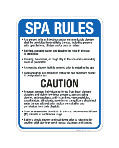Rhode Island Spa Rules Sign, Complies With State Of Rhode Island Pool Safety Code