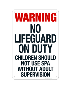 Texas Warning No Lifeguard On Duty Sign, Complies With State Of Texas Pool Safety Code, (SI-62160)