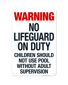 Texas Warning No Lifeguard On Duty Sign, Complies With State Of Texas Pool Safety Code