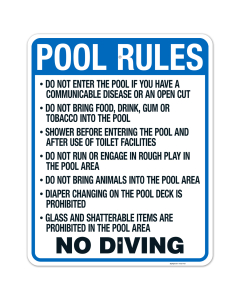 Wisconsin Pool Rules Do Not Enter Sign, Complies With State Of Wisconsin Pool Safety Code