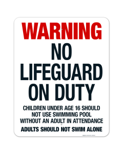 North Carolina No Lifeguard Sign, Complies With State Of North Carolina Pool Safety Code