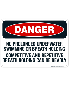 No Prolonged Underwater Swimming Competitive and Repetitive Breath Holding Sign