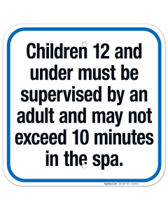 Children 12 And Under Must Be Supervised By An Adult Sign, Pool Sign