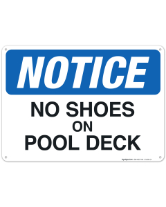 No Shoes On Pool Deck Sign, Pool Sign
