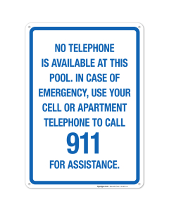 No Telephone Is Available At This Pool Sign, Pool Sign