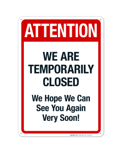 Attention We Are Temporarily Closed Sign, Pool Sign