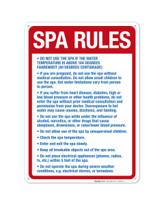 Spa Rules Sign, Pool Sign