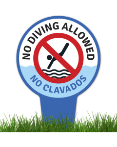 No Diving Allowed Bilingual With Stake Sign