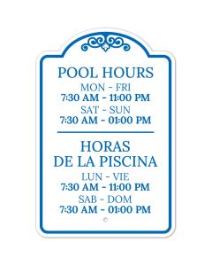 Pool Hours For The Week Bilingual Sign