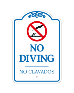 No Diving Bilingual Sign