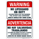 No Lifeguard On Duty Bilingual Sign