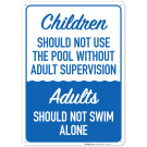 Children Should Not Use The Pool Without Adult Supervision Sign