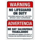 Bilingual No Lifeguard On Duty Sign, Spanish English
