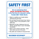 Social Distancing Pool Rules Sign, Pool Rules Safety Sign