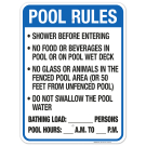 Florida Pool Rules Sign, Complies With State Of Florida Pool Safety Code, (SI-62042)