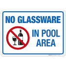 No Glassware in Pool Area With Graphic Sign