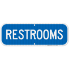 Restrooms Blue Sign