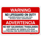 No Lifeguard On Duty Sign, Pool Sign, (SI-6661)