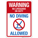 No Lifeguard On Duty No Diving Allowed Sign, Pool Sign