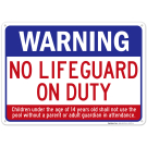 Swimming Pool Sign, Warning No Lifeguard On Duty Sign, Pool Sign