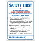 Social Distancing Pool Rules Sign, Pool Rules Safety Sign