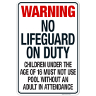 Nebraska No Lifeguard On Duty Sign, Complies With State Of Nebraska Pool Safety Code