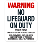 Oregon Warning No Lifeguard On Duty Sign, Complies With State Of Oregon Pool Safety Code