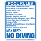 Florida Pool Rules Max Depth Sign, Complies With State Of Florida Pool Safety Code