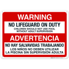 No Lifeguard On Duty Sign, Pool Sign, (SI-6661)