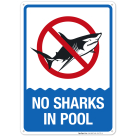 No Sharks In Pool Sign, Pool Sign