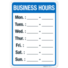 Business Hours Mon Tues Wed Thur Fri Sat Sun Sign